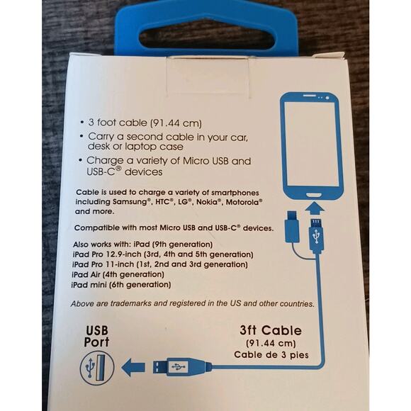 Goxt Micro & Type C USB Cable Charge & Sync 3ft NWT - Picture 3 of 5